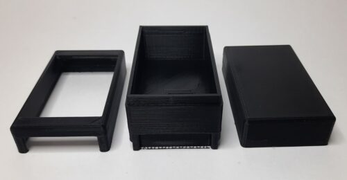 Impresión 3D de la carcasa del mecanismo. Vista superior | 3D printing of the mechanism housing. Top view