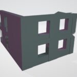 Modelado de casas en 3D. Modelo 3D del montaje de la casa