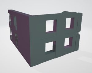 Modelado de casas en 3D. Modelo 3D del montaje de la casa