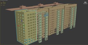 Modelado de casas en 3D. Modelo 3D del montaje de la casa