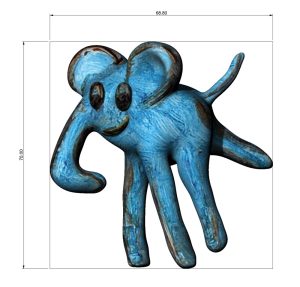 Modelo en 3D de un elefante basado en el dibujo de un niño. pasos de modelado