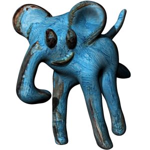 Modelo en 3D de un elefante basado en el dibujo de un niño. pasos de modelado