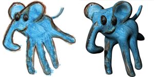Dibujo infantil en 3D de un elefante