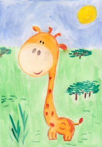 Dibujo infantil de una jirafa en 3d | child's drawing for 3d