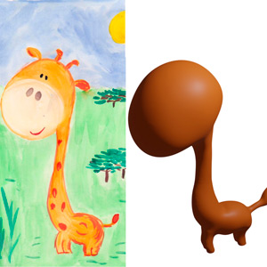 Dibujo infantil de una jirafa en 3d | Children's drawing of a giraffe in 3d