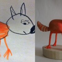 dibujo infantil de un gato en 3d