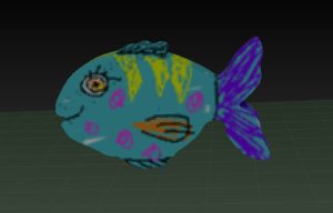 Modelo 3D de un pez basado en el dibujo de un niño