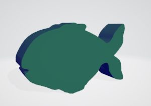 Modelo 3D de un pez basado en el dibujo de un niño
